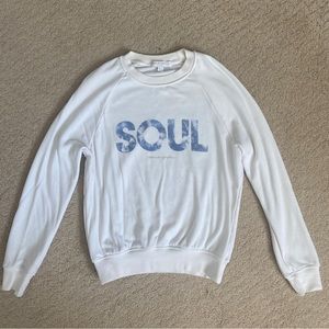 Spiritual Gangster x SoulCycle White & Tie-Dye Blue Fleece Sweatshirt Sz Small
